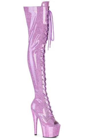 ADORE-3021GP Lilac Pink Glitter Patent Thigh High Boots