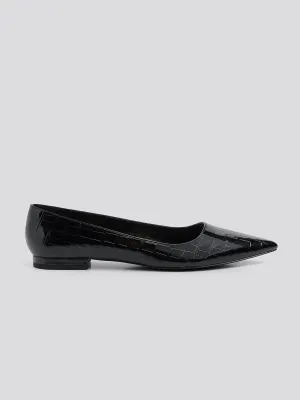 Bailey Wide Width Patent Leather Croc Flats