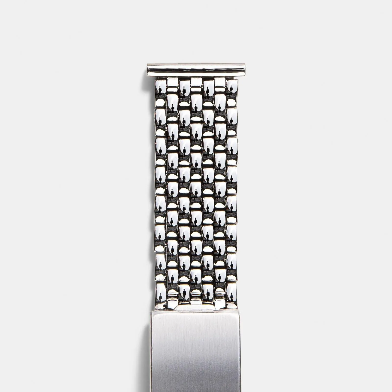 Beads Of Rice Full Polish Straight End Link Steel Watch Bracelet