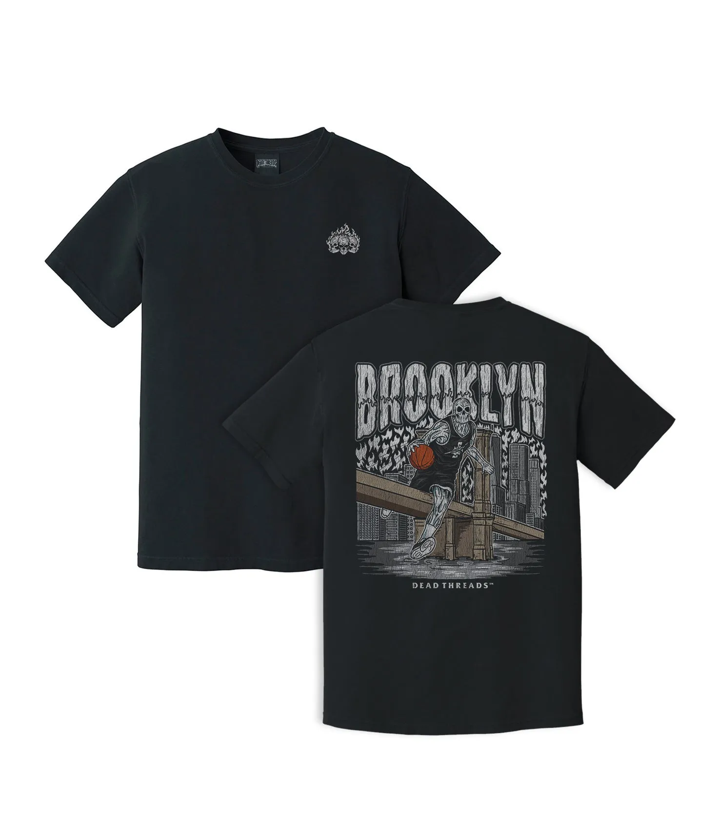 BROOKLYN BASKETBALL - “3 SKULL” PREMIUM T-SHIRT