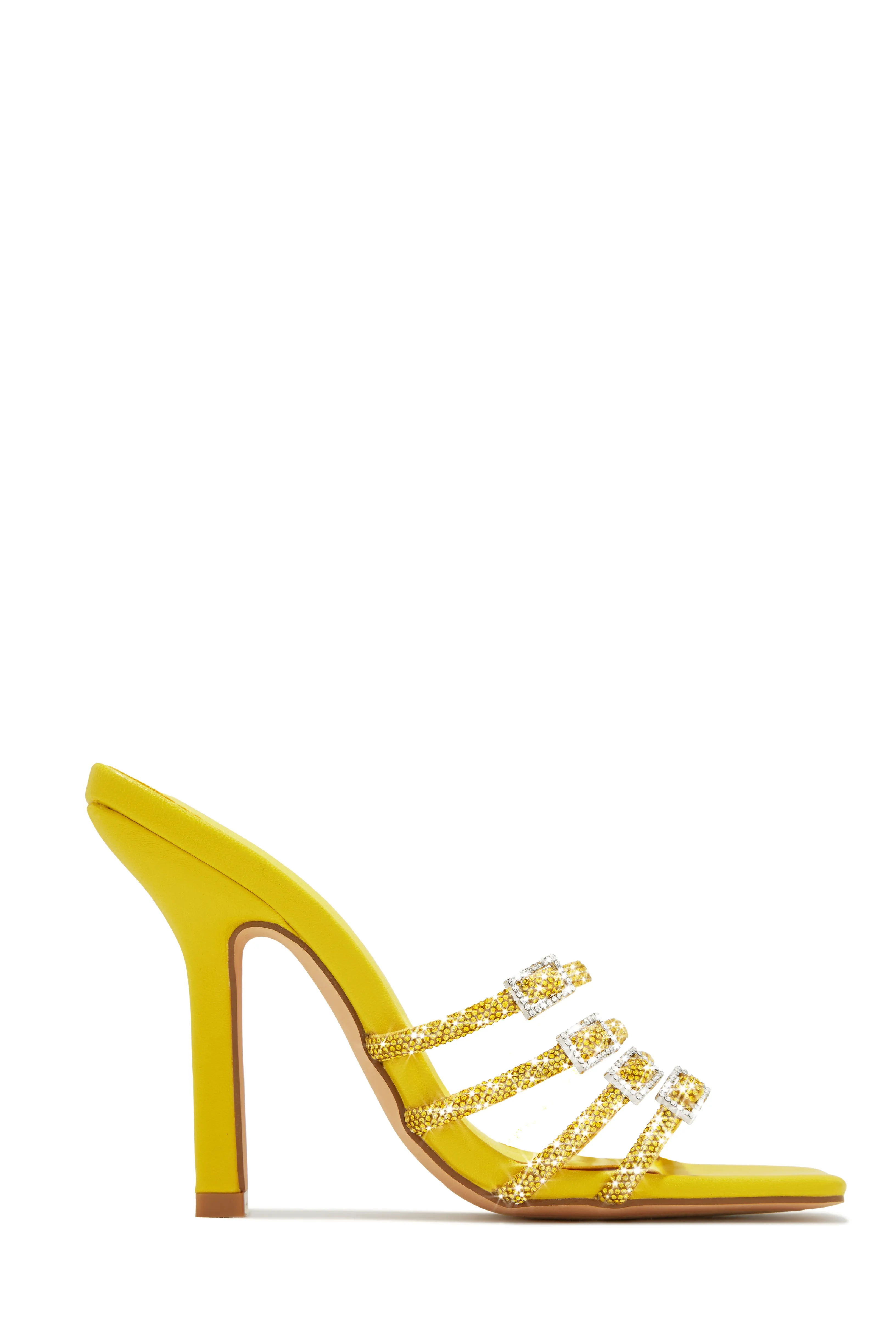 Champagne Taste Embellished High Heel Mules - Yellow