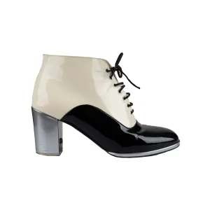 Chanel Patent Leather Bow Lace-Up Ankle Boots - '10s