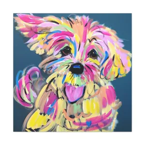 Colorful Happy Dog Face Painting by Pet Artist Debby Carman - Premium Canvas Artwork for Pet Lovers