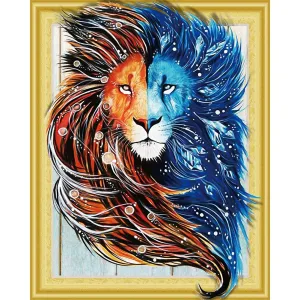 Colorful Lion - Special Shaped Diamond - 45x55CM