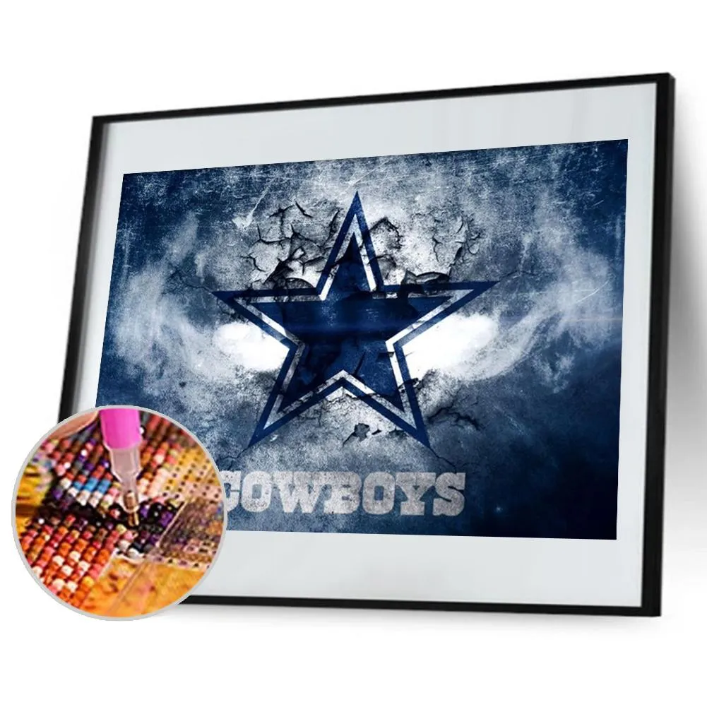 Cowboys Icon - Full Round Diamond - 40x30CM