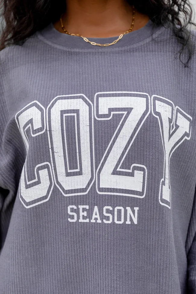 Cozy Season Charcoal Corded Graphic Sweatshirt