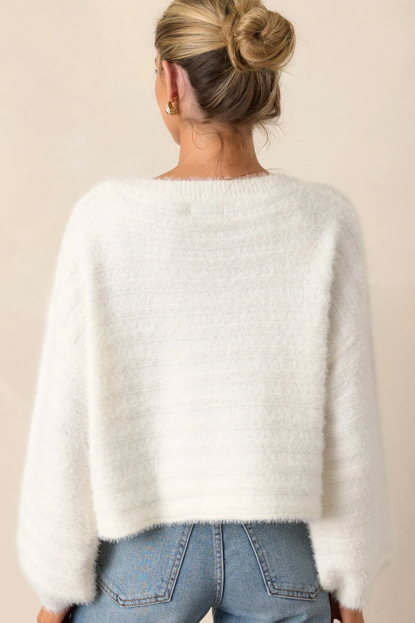 Cozy Upgrade White Crop Sweater