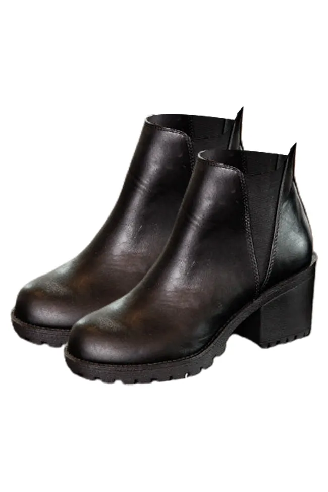 Deena Black Leather Platform Booties FINAL SALE