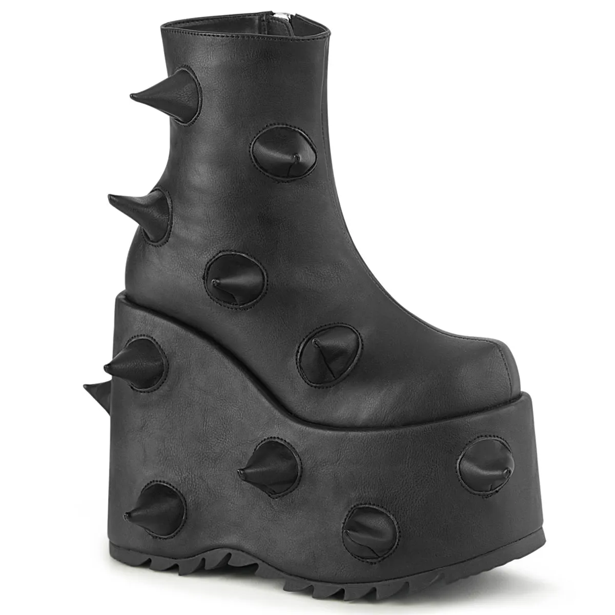 Demonia SLAY-77 | Black Vegan Leather Ankle Boots