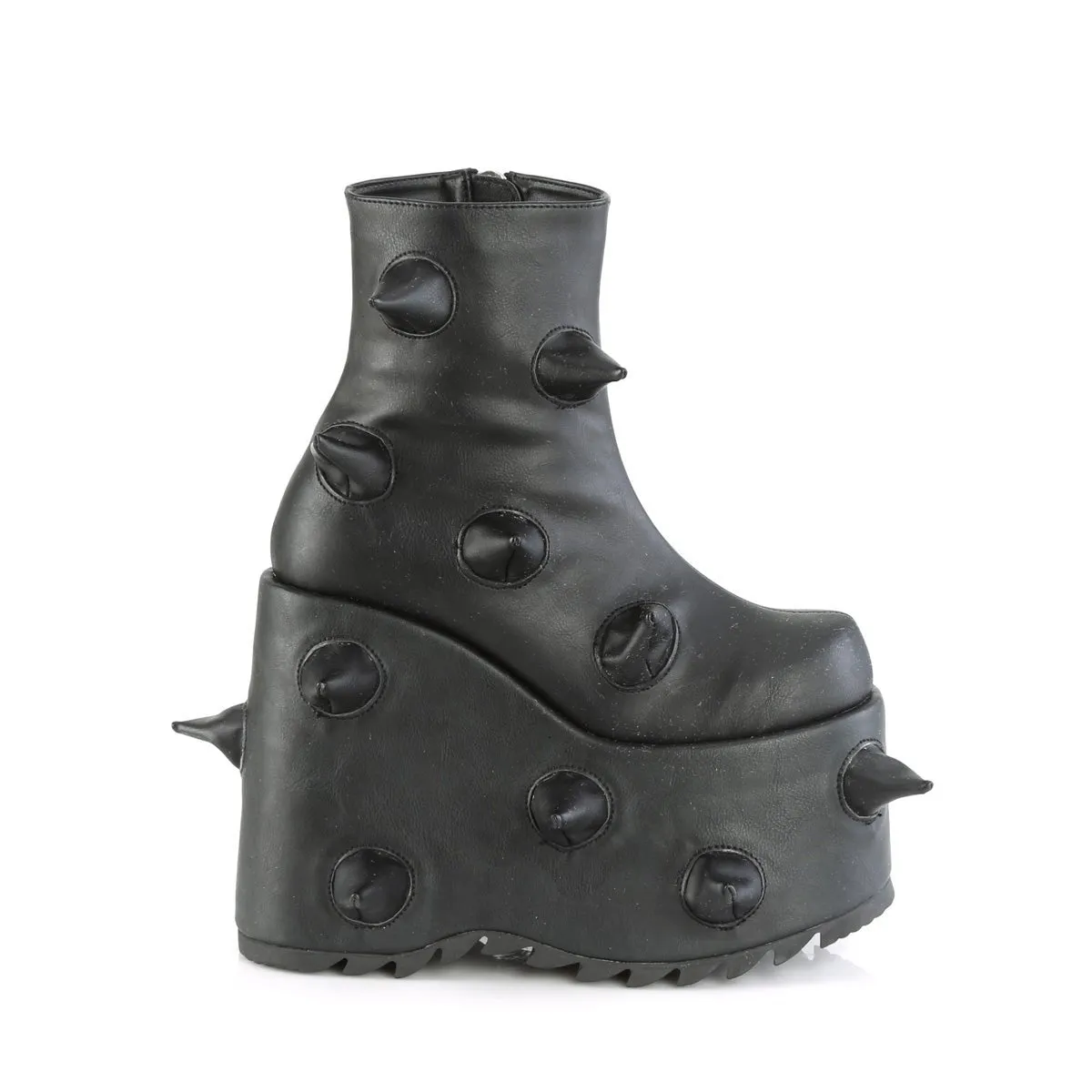 Demonia SLAY-77 | Black Vegan Leather Ankle Boots