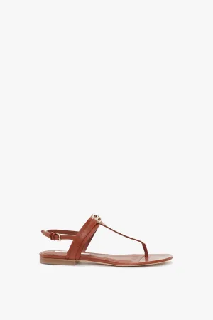 Flat Chain Sandal In Tan Leather