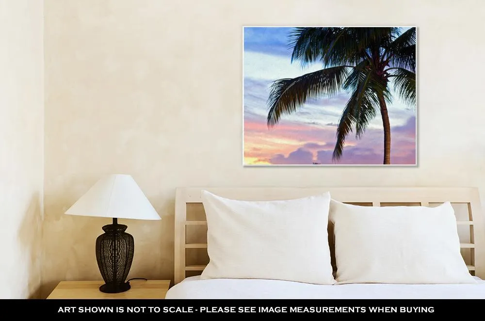 Gallery Wrapped Canvas, Miami Downtown And Port Sunset Panorama