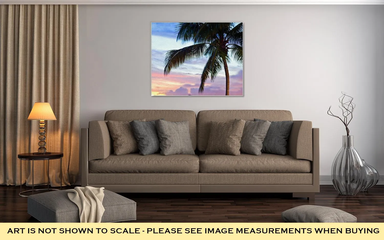 Gallery Wrapped Canvas, Miami Downtown And Port Sunset Panorama