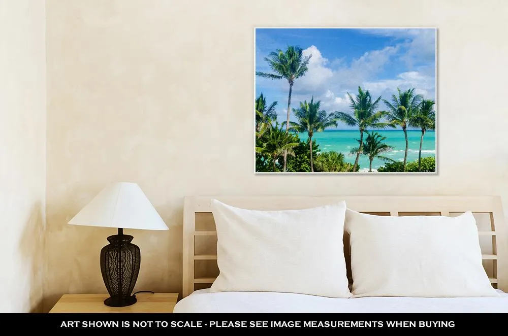 Gallery Wrapped Canvas, Palm Tree On The Miami Beach Florida USA