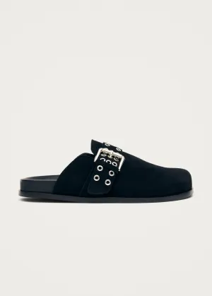 Halia Black Leather Mules