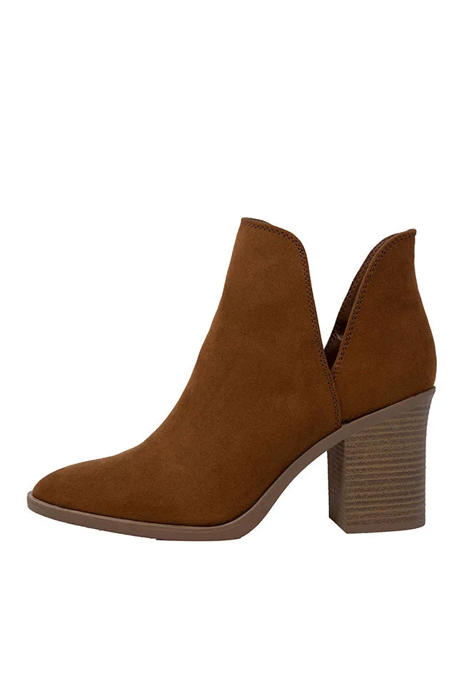 Heidi Chestnut Side Slit Booties FINAL SALE