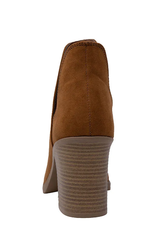 Heidi Chestnut Side Slit Booties FINAL SALE