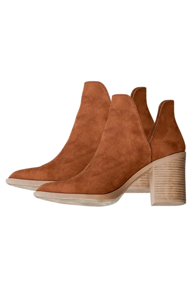 Heidi Chestnut Side Slit Booties FINAL SALE