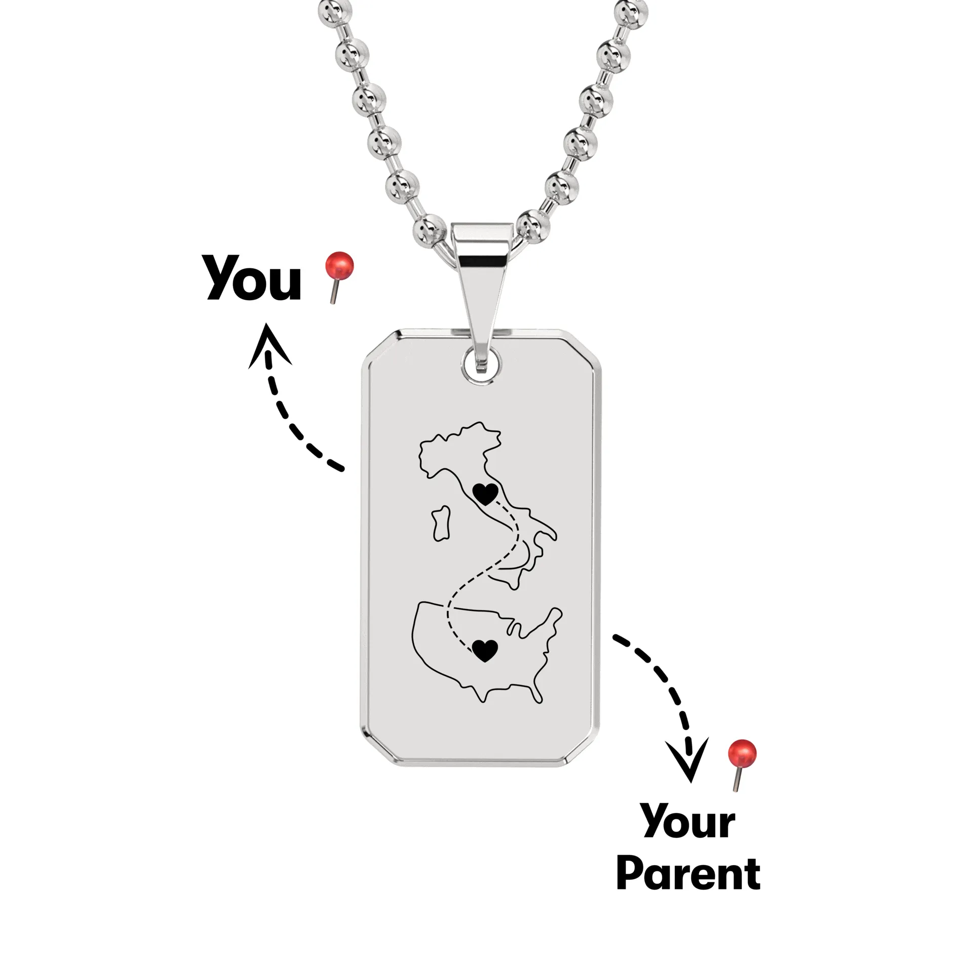 Long Distance Engraved Dogtag Necklace