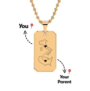 Long Distance Engraved Dogtag Necklace