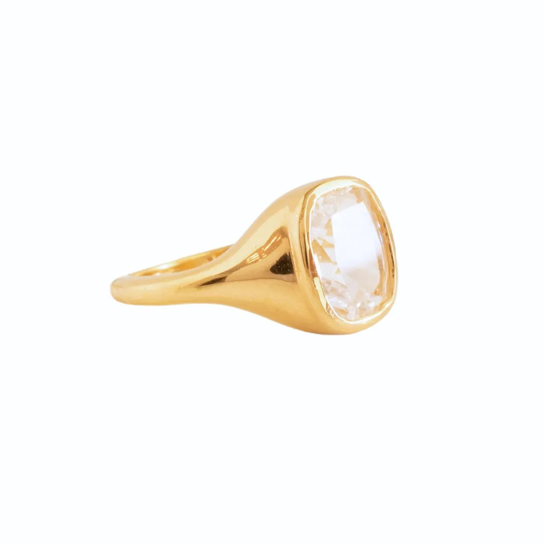 LOVE VINTAGE SIGNET RING - ROCK CRYSTAL & GOLD