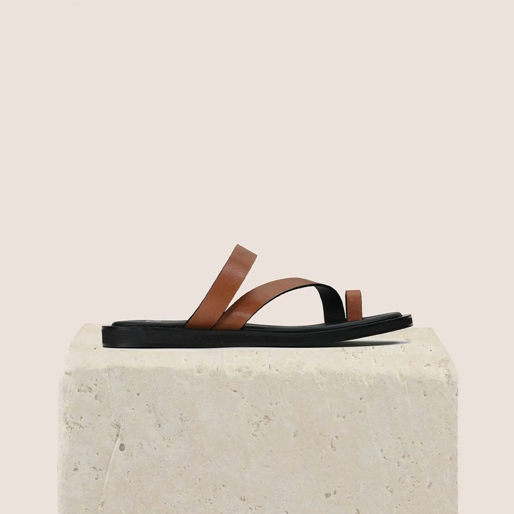 MIRA LEATHER SQUARE TOE SANDALS