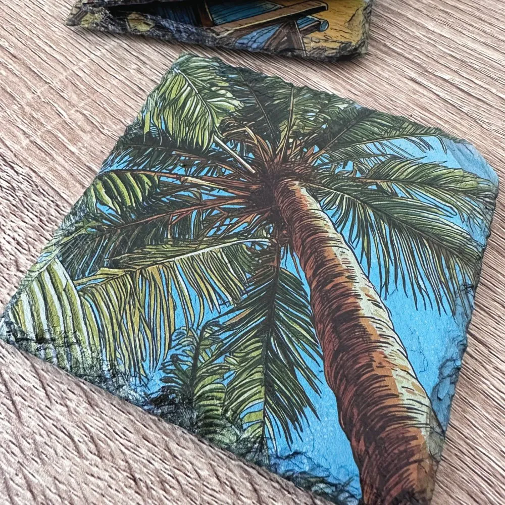 Summer Slate Coasters - Palm Tree