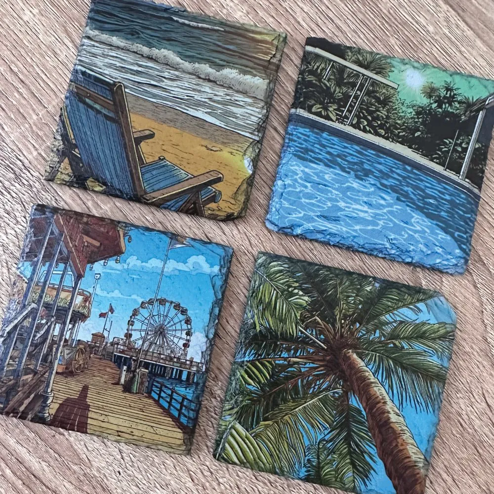 Summer Slate Coasters - Palm Tree