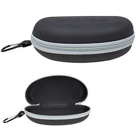 Waterproof Sunglasses and Eyeglasses Case - Durable, Hard EVA Zippered Glasses Holder with Back Pack Clip - by Splaqua