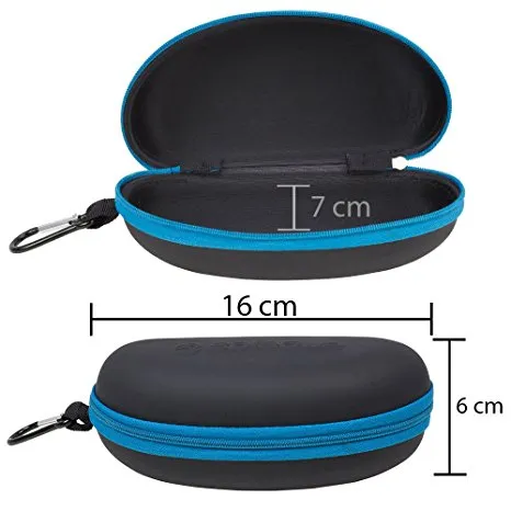 Waterproof Sunglasses and Eyeglasses Case - Durable, Hard EVA Zippered Glasses Holder with Back Pack Clip - by Splaqua