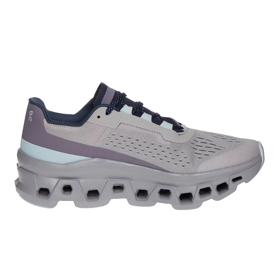 **On Cloudmonster Womens Running Shoes in Pearl/Artic - Lightweight, Cushioned Performance Footwear for Ultimate Comfort and Support**