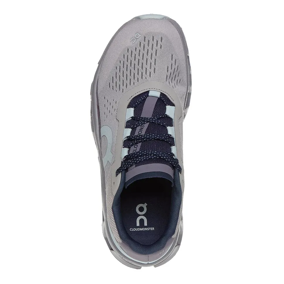 **On Cloudmonster Womens Running Shoes in Pearl/Artic - Lightweight, Cushioned Performance Footwear for Ultimate Comfort and Support**