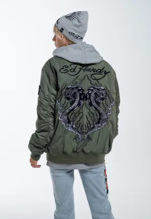 Womens Tonal Double Venom Ma1 Bomber Jacket - Khaki